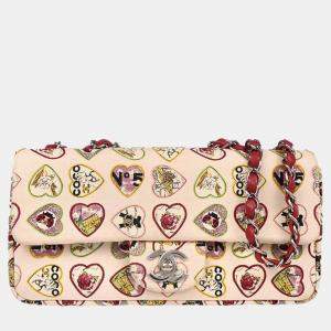 Pre Owned Chanel Pink Canvas Valentine Chain Shoulder Bag
