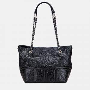 Pre Owned Chanel Black Distressed Calfskin Shopping In Moscow Tote