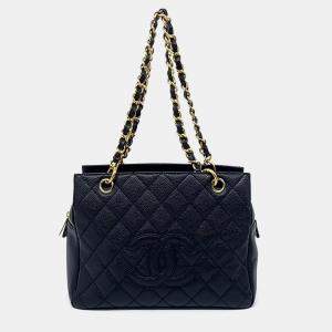 Pre Owned Chanel Black Leather Chanel Caviar Square Bag