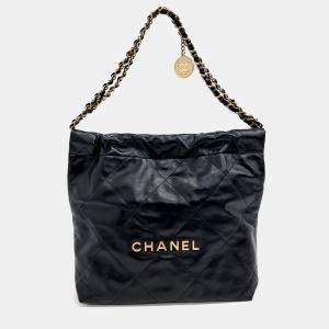 Pre Owned Chanel Black Leather 22 Bag