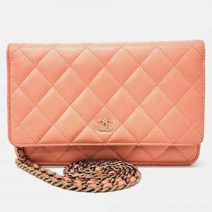 Pre Owned Chanel Orange Leather WOC Mini Crossbody Bag