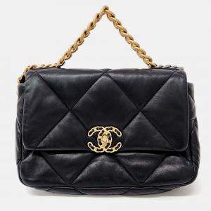 Pre Owned Chanel Black Leather 19 Flap Bag Small