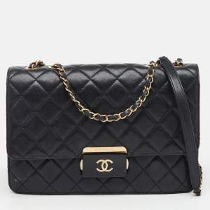 Pre Owned Chanel Black Quilted Leather Beauty Lock Flap Bag