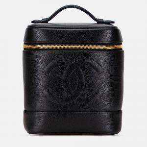 Pre Owned Chanel Black CC Caviar Vanity Case