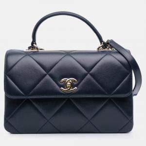 Pre Owned Chanel Black Medium Lambskin Trendy CC Top Handle Bag
