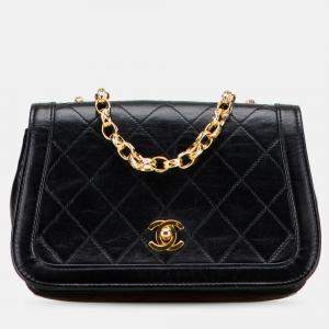 Pre Owned Chanel Black CC Quilted Lambskin Bijoux Chain Curved Full Flap