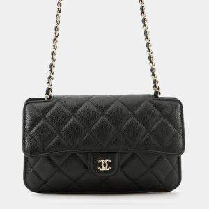 Pre Owned Chanel Eco Matelasse Black Multicolor Caviar Nylon Shoulder Bag