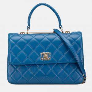 Pre Owned Chanel Blue Medium Lambskin Trendy CC Top Handle Bag
