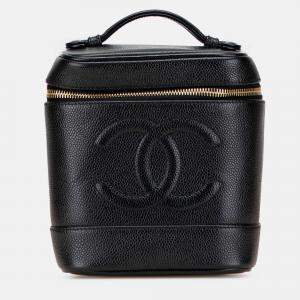 Pre Owned Chanel Black CC Caviar Vanity Bag
