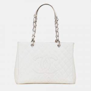 Pre Owned Chanel White Caviar Grand Shopping Tote