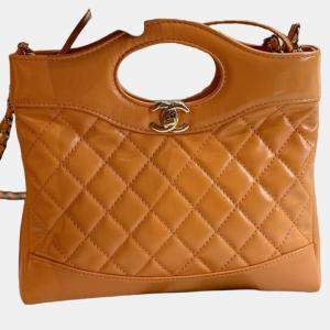 Pre Owned Chanel 31 Orange Quilted Leather Handbag