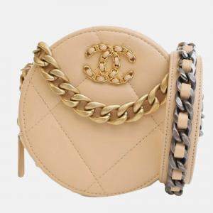 Pre Owned Chanel Brown Calfskin 19 Round Clutch with Chain