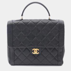 Pre Owned Chanel Matelasse Black Calfskin Leather Handbag 