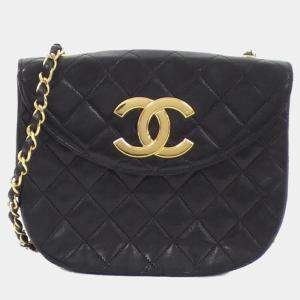 Pre Owned Chanel Black Lambskin Shoulder Bag