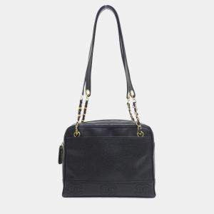 Pre Owned Chanel Black Grained Leather Shoulder Bag GHW