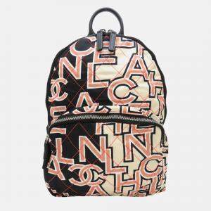 Pre Owned Chanel Matelasse Neon Backpack In Nylon And Leather Ivory Black Pink