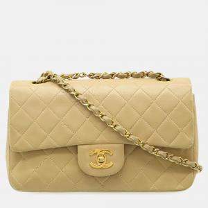 Pre Owned Chanel Matelasse 23 Coco Mark Chain Shoulder Bag With Double Chain Beige Leather