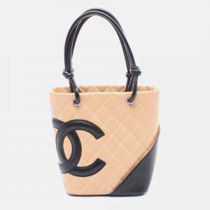Pre Owned Chanel Coco Cambon Line Pink/Black Leather Small Tote