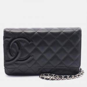 Pre Owned Chanel Coco Cambon Line Black Patent Leather Chain Shoulder Bag