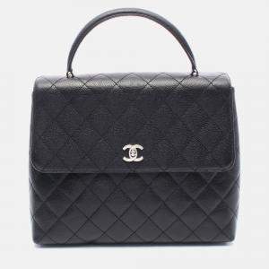 Pre Owned Chanel Kelly Black Leather Top Handle Bag