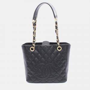 Pre Owned Chanel Matelasse PST Black Calfskin Shoulder Tote Bag GHW 