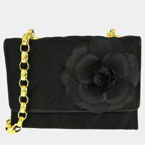 Pre Owned Chanel Black Satin Shoulder Bag