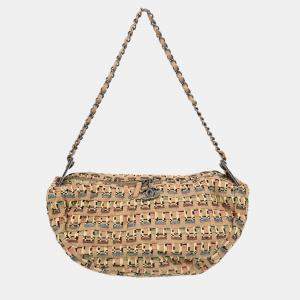 Pre Owned Chanel Beige Fabric Hobo Shoulder Bag