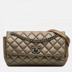 Pre Owned Chanel Brown Small Aged Calfskin Lady Pearly Flap