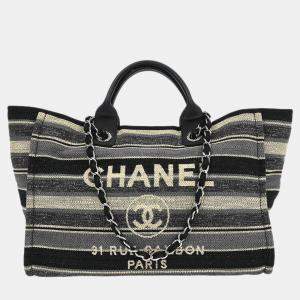 Pre Owned Chanel Gray Canvas Medium Deauville 2way Tote Bag