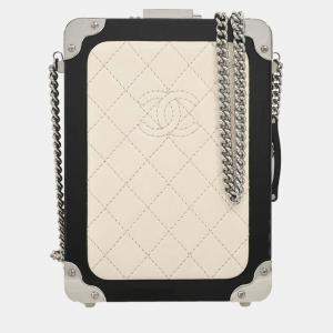 Pre Owned Chanel Plexiglass Lambskin Evening In The Air Trolley Minaudiere Clutch