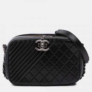 Pre Owned Chanel Black Small Quilted Lambskin Coco Boy Camera Bag