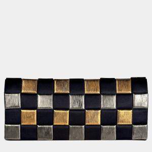 Pre Owned Chanel Black Pochette en Satin et Metal Bag