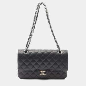 Pre Owned Chanel Matelasse W Flap Chain Shoulder Bag Leather Black