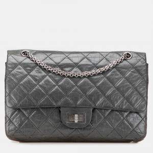 Pre Owned Chanel Grey 50th Anniversary Reissue 2.55 Aged Calfskin Double Flap 227