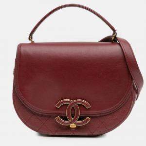 Pre Owned Chanel Red Small Calfskin Coco Curve Flap