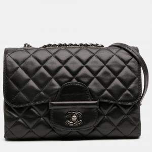 Pre Owned Chanel Black Small Quilted Lambskin Coco Loop Flap