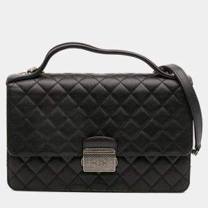 Chanel Black Medium Quilted Goatskin CC University Flap