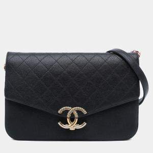 Chanel Black Paris Cuba Medium Caviar Thread Around Flap