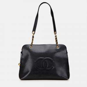 Pre Owned Chanel Black CC Caviar Chain Tote