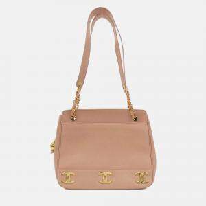 Pre Owned Chanel CC Pink Leather Shoulder Bag