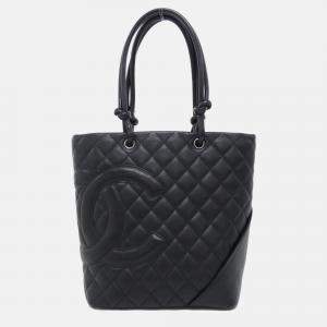 Pre Owned Chanel Cambon Ligne Black Leather Shoulder Bag