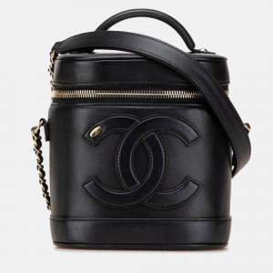 Pre Owned Chanel Vanity Black Lambskin Shoulder Bag