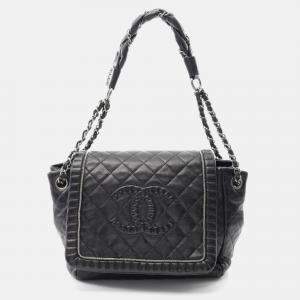 Chanel Coco Mark Shoulder Bag Lambskin Leather Black