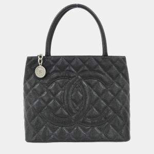 Pre Owned Chanel Medallion Black Leather Shoulder Bag