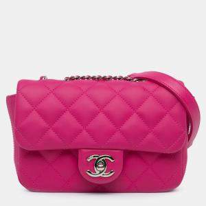 Pre Owned Chanel Pink Paris Seoul Small Rubber Coco Rain Flap