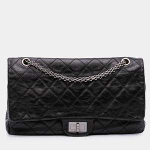 Pre Owned Chanel Black Reissue 2.55 Aged Calfskin Double Flap 227