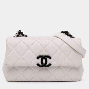 Pre Owned Chanel White Small Quilted Caviar My Everything Flap