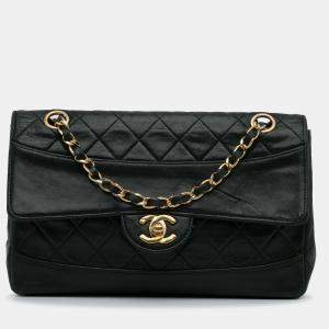 Pre Owned Chanel Black Quilted Lambskin Shoulder Bag