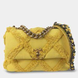 Pre Owned Chanel Yellow Medium Canvas 19 Flap