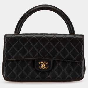 Pre Owned Chanel Black Medium Classic Lambskin Kelly Flap